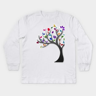 Modern and colourful tree art structure Kids Long Sleeve T-Shirt